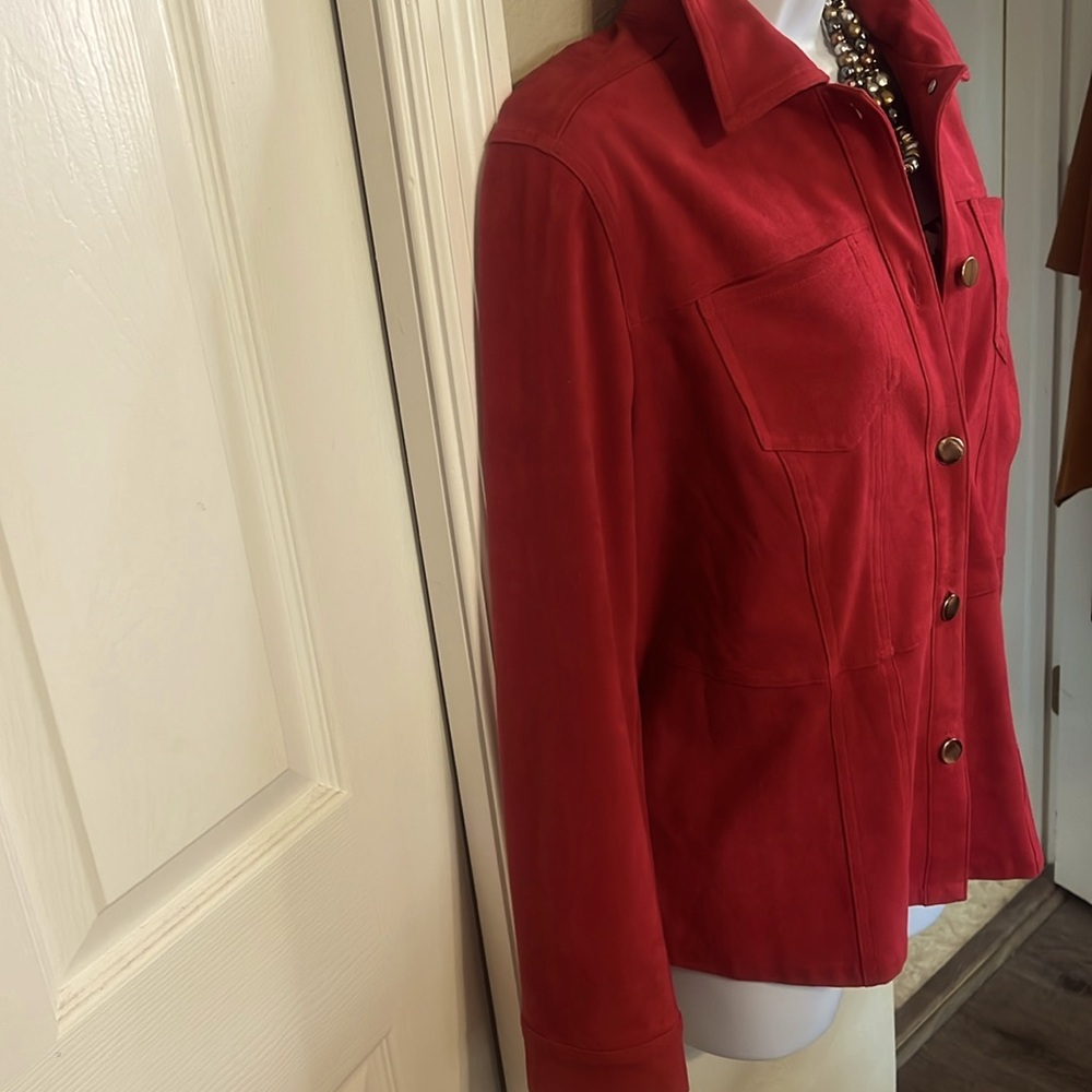 Chico’s six 1=M 8-10 faux suede pinky orange jkt - Picture 3 of 6